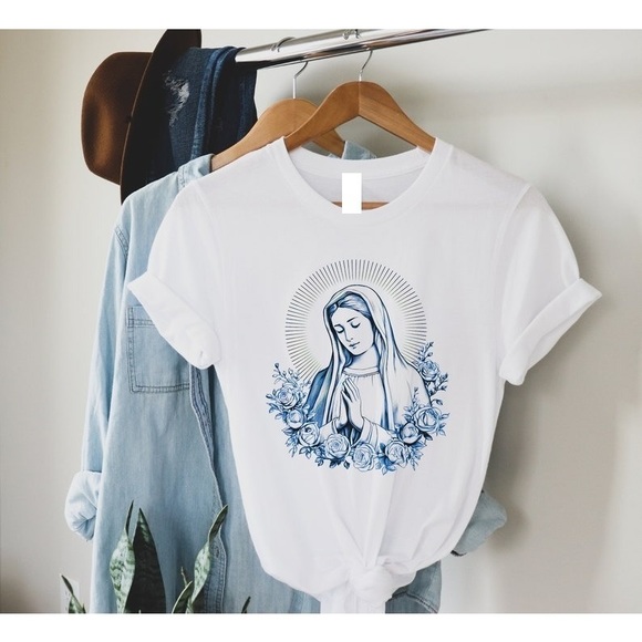 Blessed Virgin Mary T Shirt, Catholic T Shirt - Picture 1 of 4